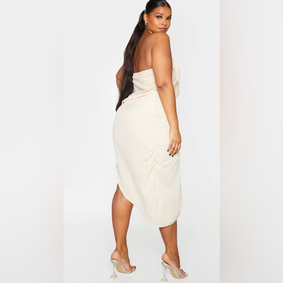 NWT Plus Nude Cup Detail Chiffon Drape Bodycon Dress - Picture 2 of 4